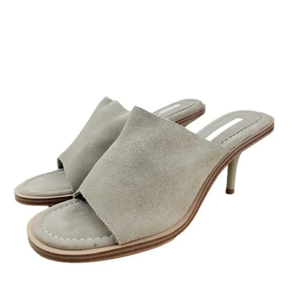 Zara Shoes - Zara Suede Leather Slide Sandal Kitty Heel Mule Shoes Women's Size 41 Taupe Gray